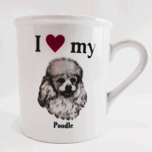 I Love My Poodle Ceramic Mug By Papel Inc. White Red Heart     cl1